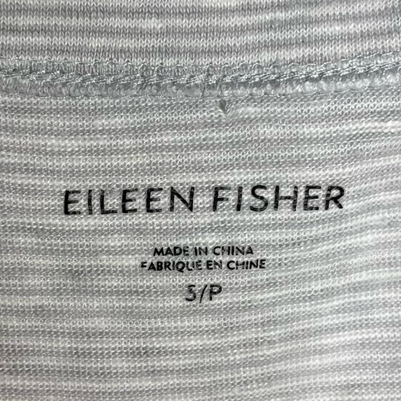 𝅺EILEEN Fisher 100% Organic Linen Long Sleeve Striped Tee Shirt - Picture 3 of 6